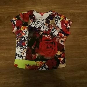 NWT Bongo cutout graffiti print crop top